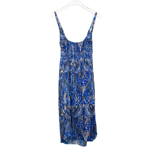 Island Planet Miami Beach Spaghetti Strap Blue Paisley Dress Large - Picture 2 of 5